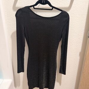 Lulu's Black Glitter Mini Dress